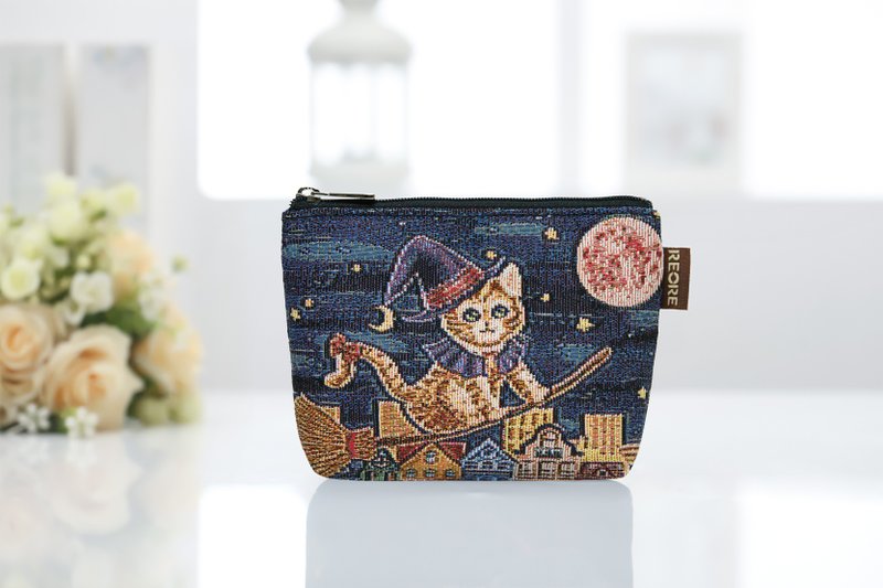 聖誕限定 免運  中零錢包 防潑水 平織緹花  魔女小星貓 - 零錢包/小錢包 - 防水材質 