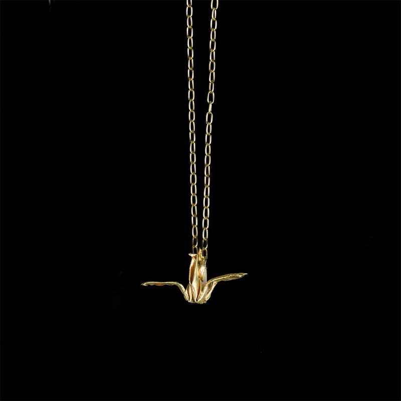 Origami Crane Necklace Silver 99.9 RICH GOLD 18k Gold Plated Silver - Necklaces - Silver Gold