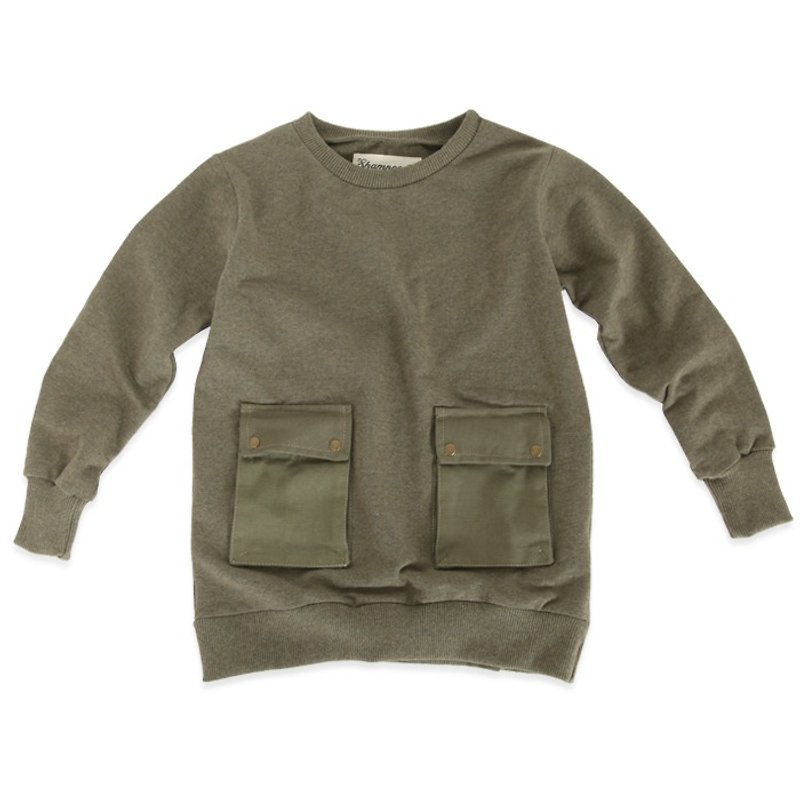 [Swedish children's clothing] Organic cotton inner cotton top 9-10 years old green - Tops & T-Shirts - Cotton & Hemp Green