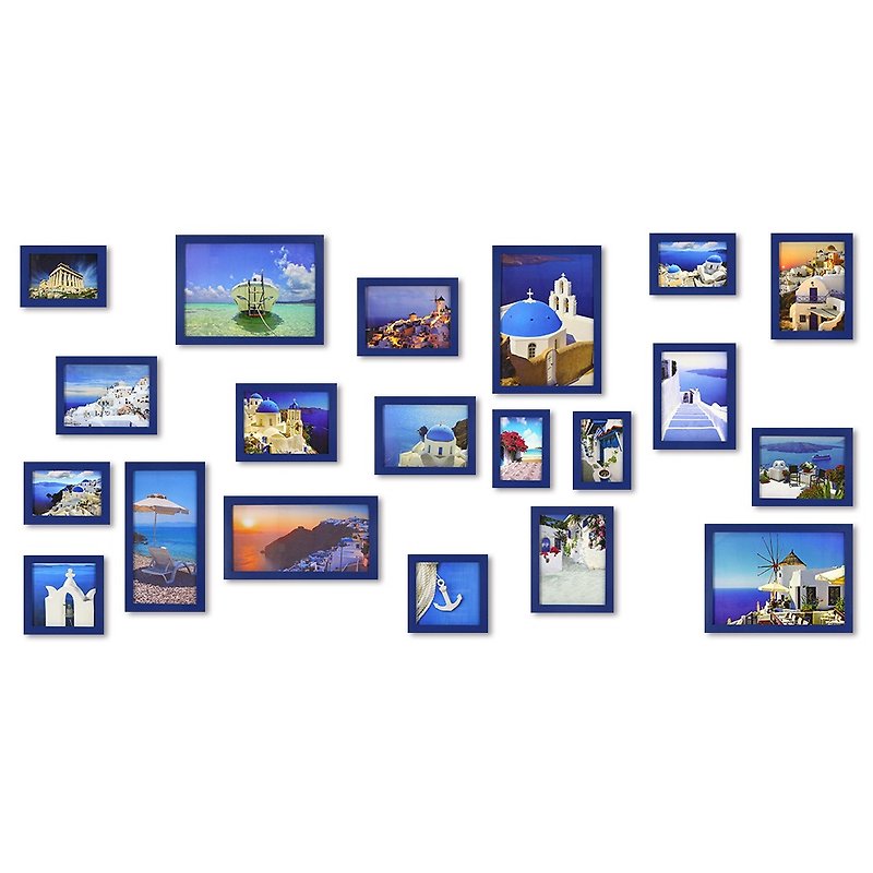 簡約相框 20入組 藍色 Loft 工業風 室內設計 照片牆 畫框 - 相框/畫框 - 木頭 藍色