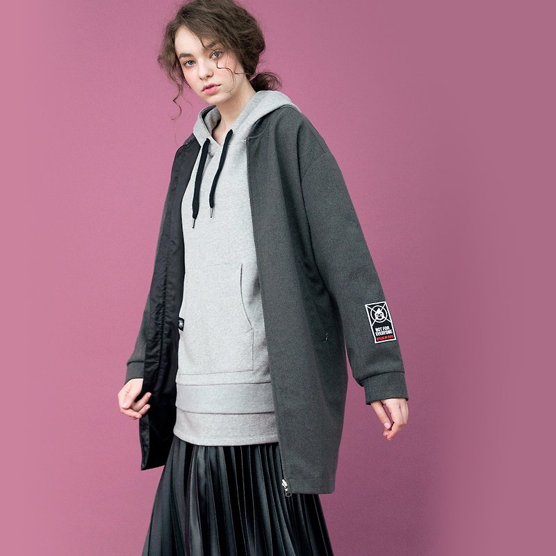 Water Repellent Reversible Coat - Women's Blazers & Trench Coats - Polyester Gray
