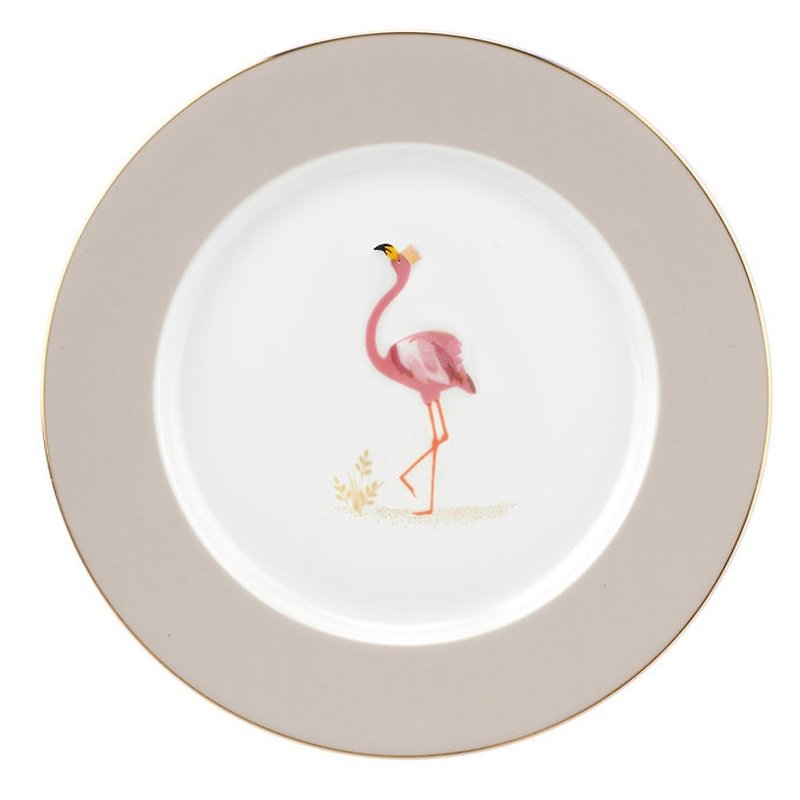 Sara Miller London for Portmeirion Piccadilly Collection Cake Plate - Flamingo - จานและถาด - เครื่องลายคราม ขาว