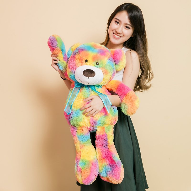 CANDY BEAR 30-inch Rainbow Candy Bear - Stuffed Dolls & Figurines - Polyester Multicolor
