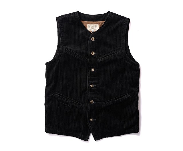 French Corduroy Hunting Vest-Black - Shop retrodandy-tw Men's Tank