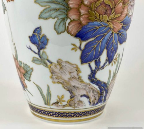 ビンテージ　ドイツ　花瓶　白磁　置物　インテリア　工芸品　美術品　A1756 カイザーによる大きな磁器の花瓶、ドイツ|花柄のヴィンテージ