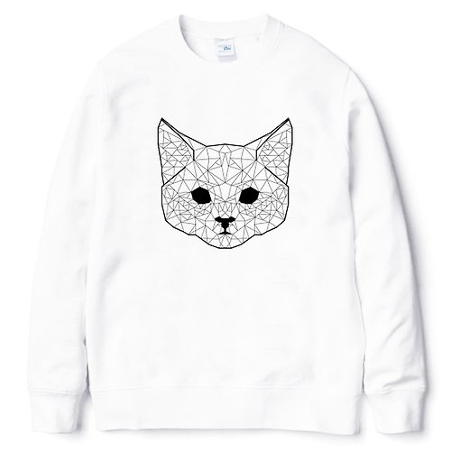 hipster Geometric Cat #2 男女大學T 刷毛 中性版 白色 幾何 貓 宇宙 設計 自創 品牌 銀河系 時髦 圓 三角形
