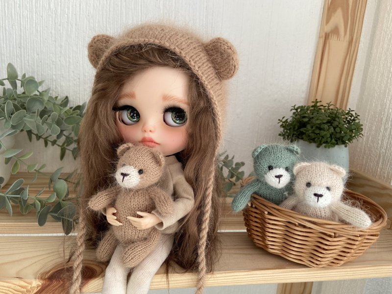 Mini bear toy for Blythe doll, Amigurumi bear - 寶寶/兒童玩具/玩偶 - 羊毛 卡其色