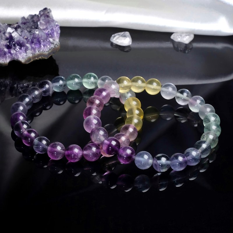 8mm rainbow gradient Stone crystal bracelet energy mineral bracelet - Bracelets - Crystal Multicolor