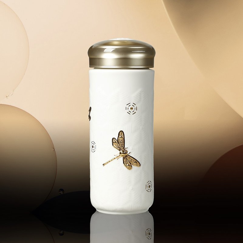蜻投意合隨身杯 / 大 / 雙層 / 鎏金 / 2色 330ml - 水瓶/水壺 - 瓷 多色
