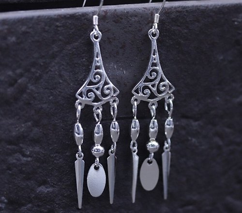 garyjewelry Real S925 Sterling Silver Women Bohemian Dangle Earrings Vintage Ethnic Nails