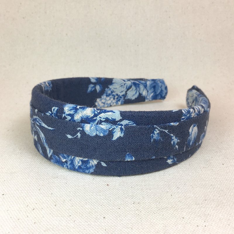 Mr.Tie 手工縫製包布髮箍 Handmade Headbands 編號017 - 髮飾 - 棉．麻 藍色