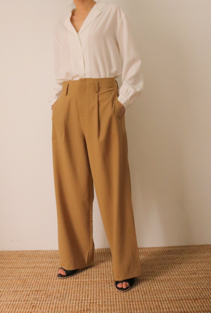Ines Maxi Culottes - Summer Thin Wool Suit Cleated Pants - Women's Pants - Wool 