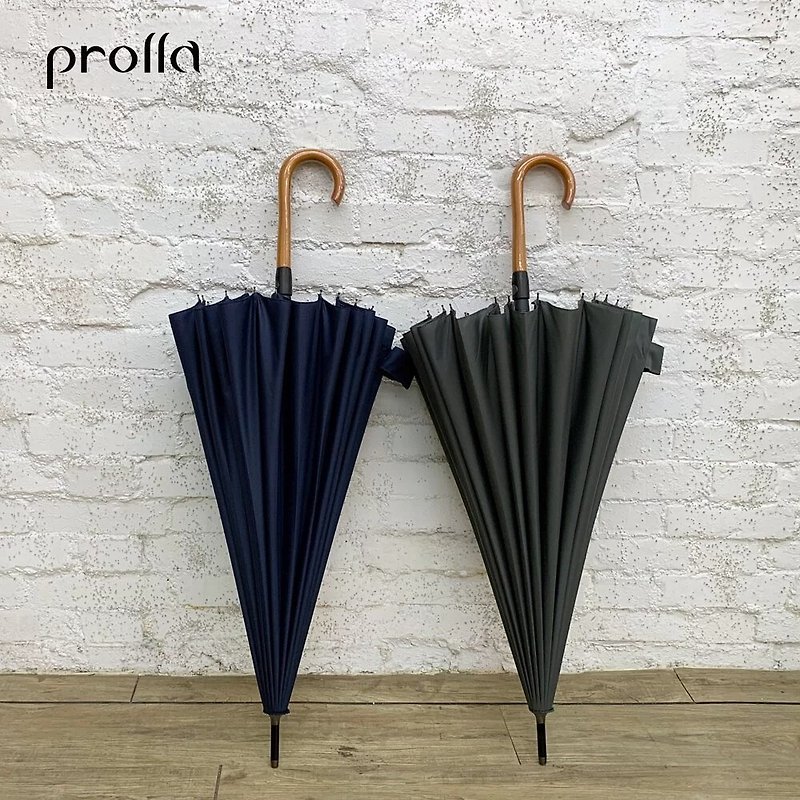 Prolla 24K Straight Bone Men's Arc Automatic Straight Umbrella Plain Gentleman Wind Anti-UV Special Windproof Umbrella Stand - ร่ม - วัสดุกันนำ้ 