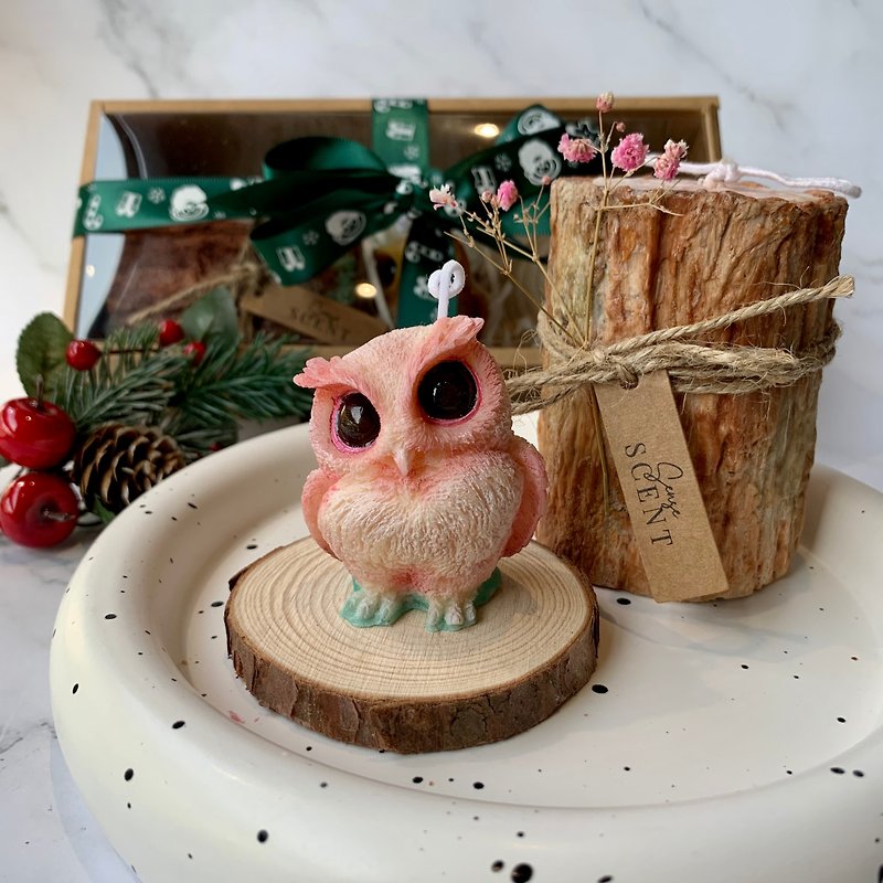 [Customized Gift] Forest Wise Owl and Tree Candle - เทียน/เชิงเทียน - ขี้ผึ้ง 