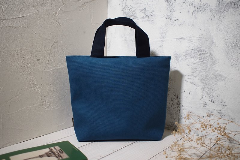 Pastoral series handbag/tote bag/handmade canvas bag/deep sea blue/pre-order - Handbags & Totes - Cotton & Hemp Blue