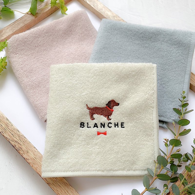 Cotton & Hemp Handkerchiefs & Pocket Squares White - Personalized Miniature dachshund Imabari Towel Handkerchief