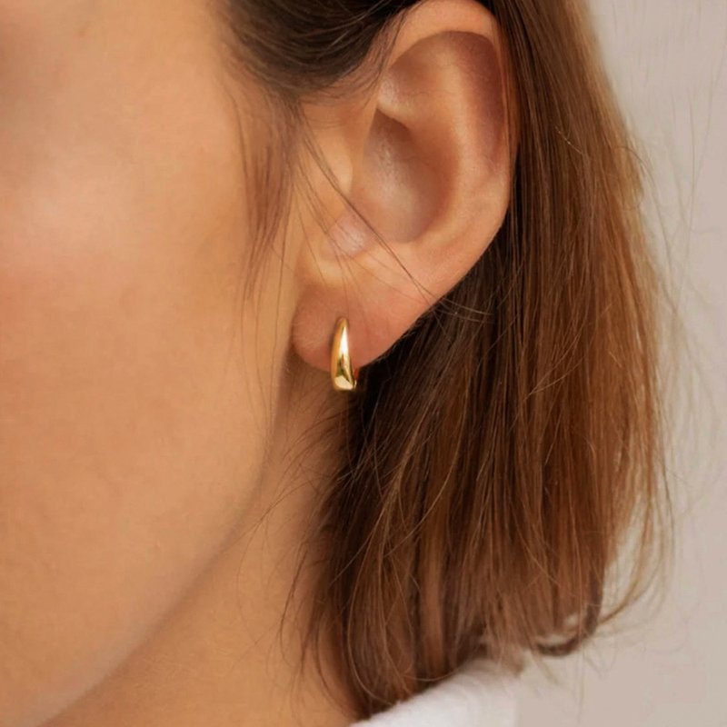 【CReAM】Grace Simple and Elegant Gold Plated Circle Arc Gold Earrings for Women (Size 2) - ต่างหู - โลหะ 