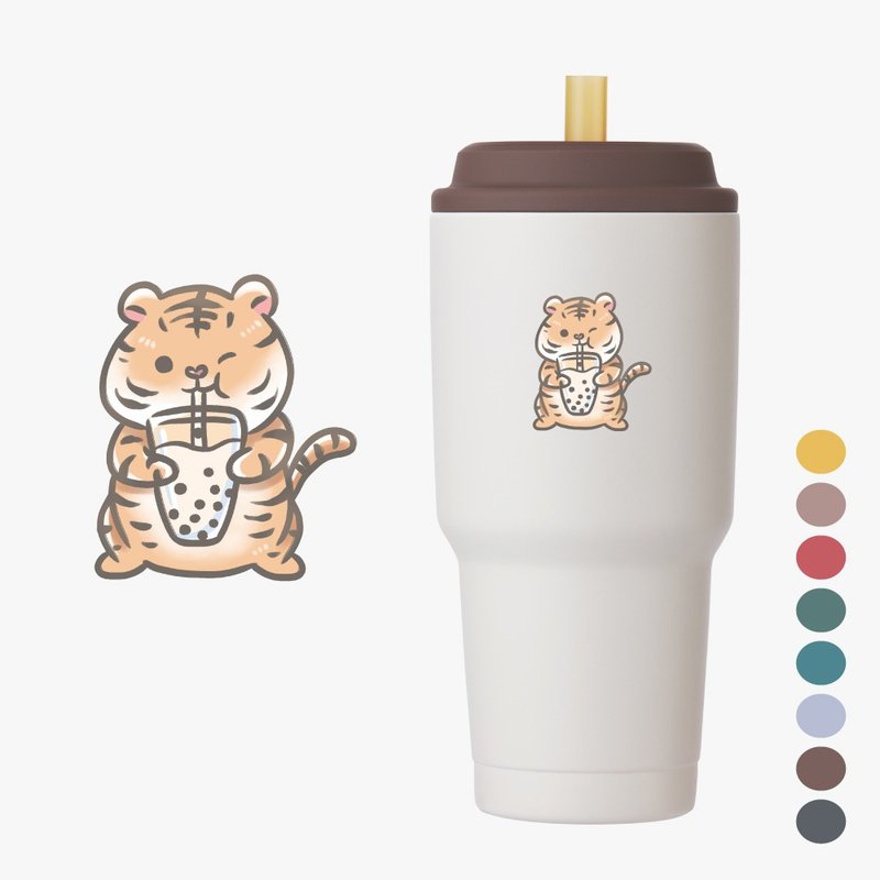 YCCT Quick Suction Cup 2nd Generation 900ml - Tiger - Instant straw environmentally friendly beverage cup/ice-preserving thermos cup - Vacuum Flasks - Stainless Steel Multicolor