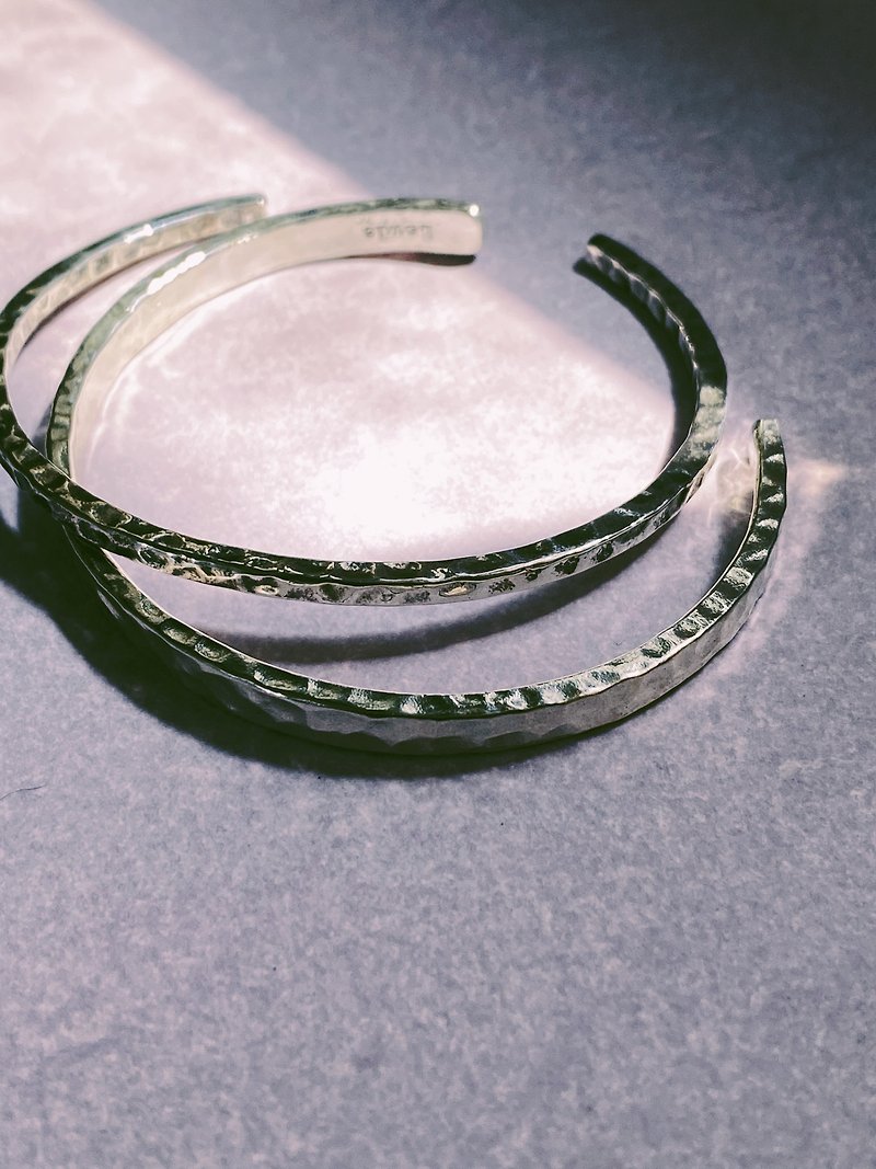 Esther corrugated bracelet, thin/wide version - Bracelets - Sterling Silver Silver