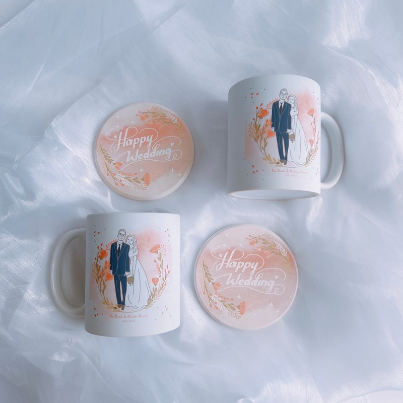 ดินเผา แก้วมัค/แก้วกาแฟ ขาว - Custom-made face painting | Customized classic mug pair set