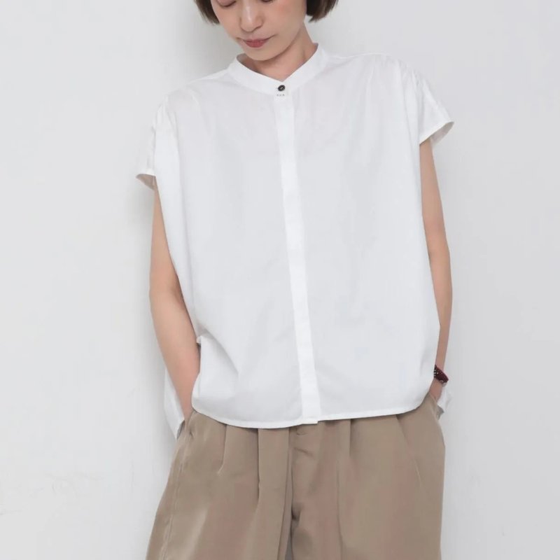 OMAKE.jp 落肩氣球上衣BalloonBlouse 白 - 女 T 恤 - 棉．麻 白色