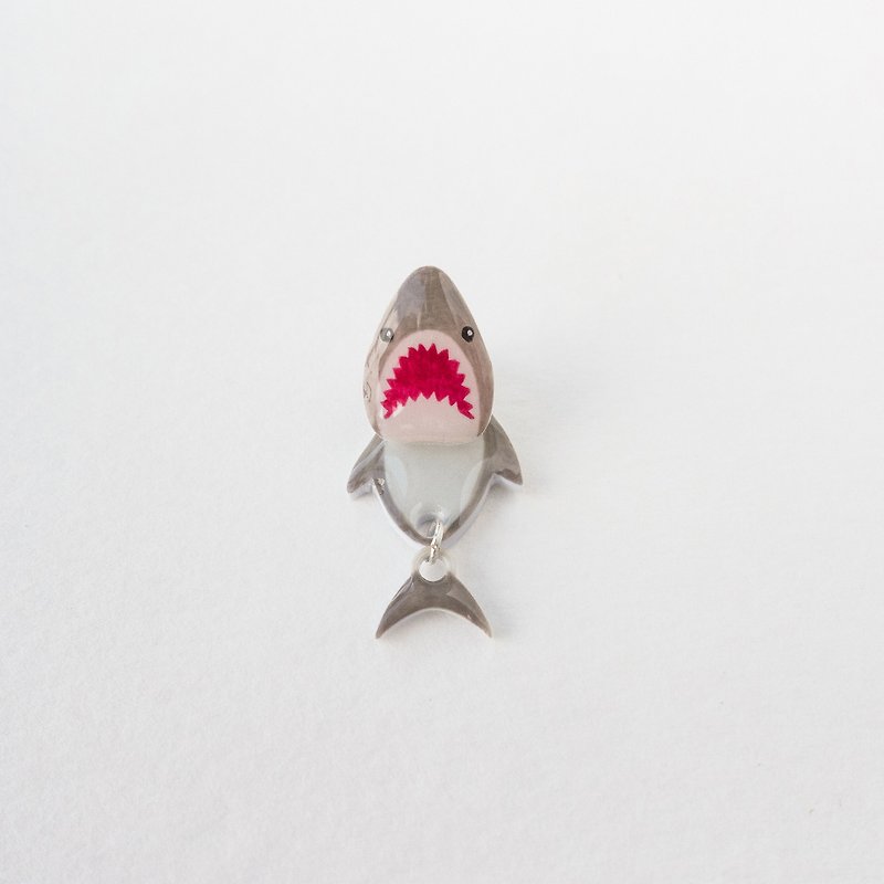 Motion body shark earring - Earrings & Clip-ons - Plastic Gray