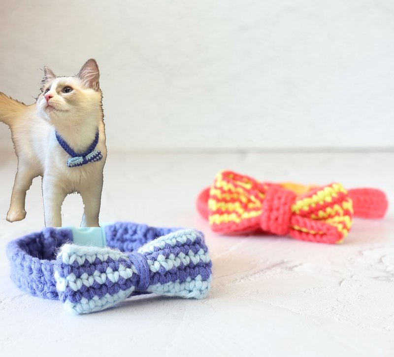 [Daily Crocheting] Butterfly cat collar basic experience class for novices, small class teaching and individual guidance - Knitting / Felted Wool / Cloth - Cotton & Hemp 