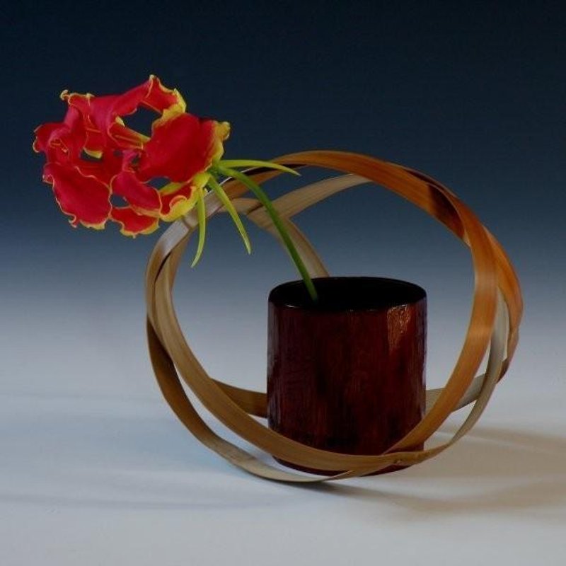 一本組　花籠　一輪挿し - 置物 - 竹製 ブラウン
