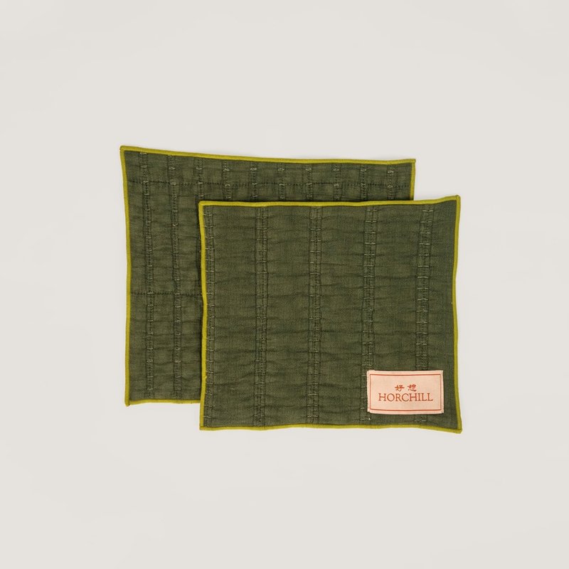 Eco系列回收布質餐墊雙件組橄欖綠 - 擺飾/家飾品 - 棉．麻 綠色