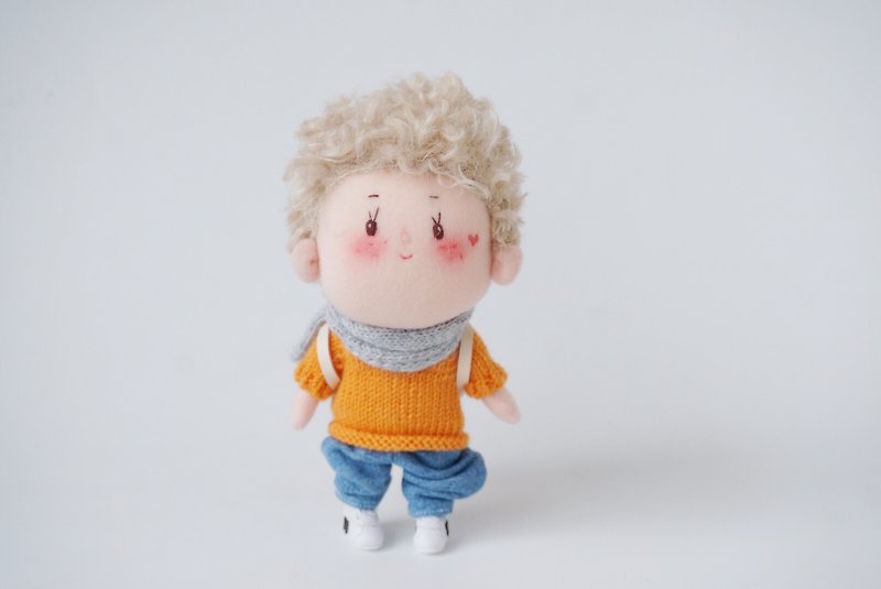 AN DOLL 原創手作布娃娃文藝禮物-小春捲 - 公仔模型 - 棉．麻 橘色