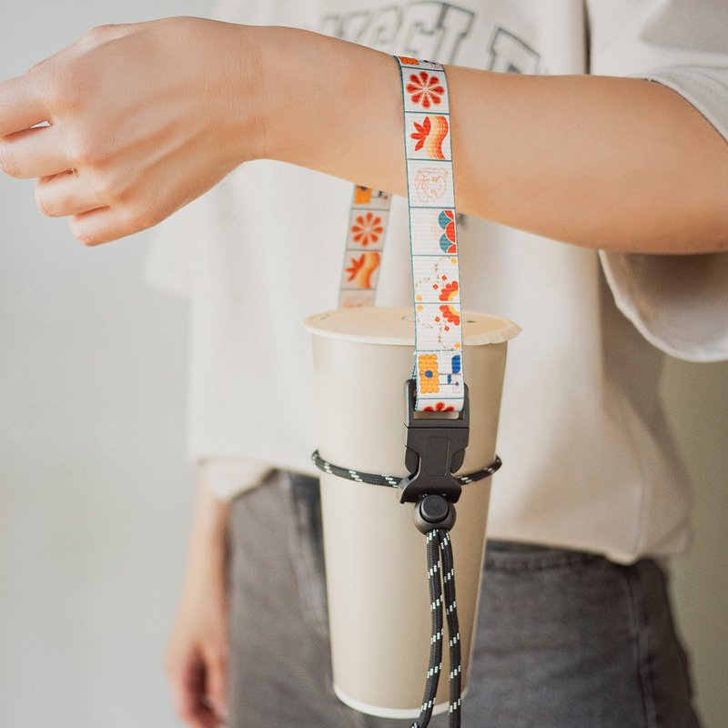 Drink Carrier - Old Tiles - Beverage Holders & Bags - Polyester Orange