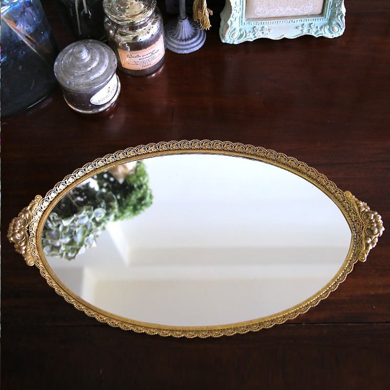 其他金屬 擺飾/家飾品 金色 - 美國古董 鏡面托盤No.16 大尺寸 鏡子 托盤 鏡盤