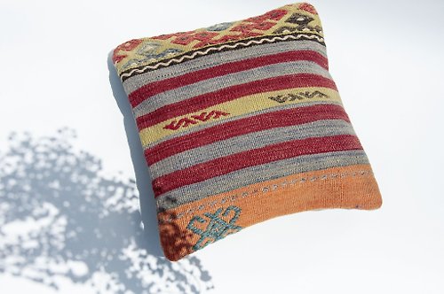 omhandmade 土耳其地毯抱枕套 羊毛抱枕套 kilim圖騰地毯枕頭套-歐洲義大利風