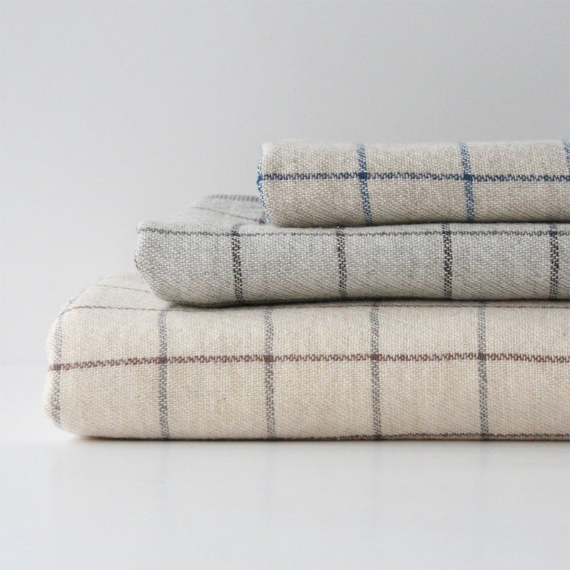 【kontex】GRAPH series natural plaid organic cotton bath towel/towel (70x130cm) - Towels - Cotton & Hemp Multicolor