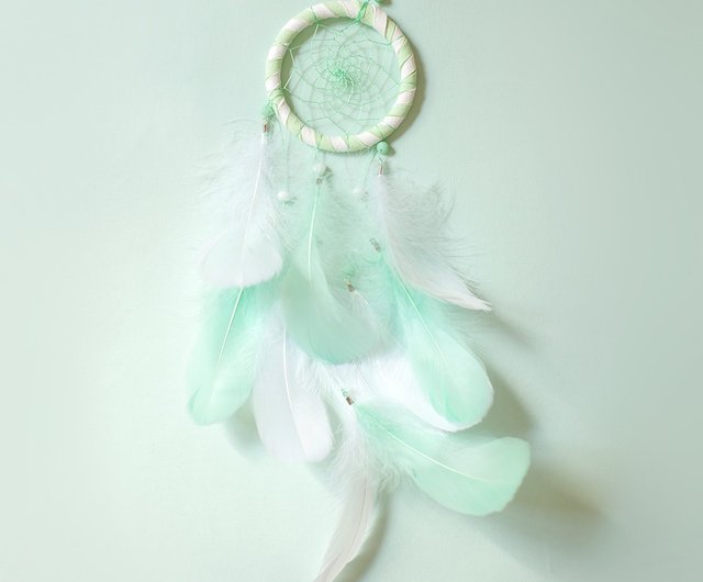 捕夢網 成品 - 薄荷糖3.0 飄逸版- 雙色(白+薄荷綠色) - 交換禮物
