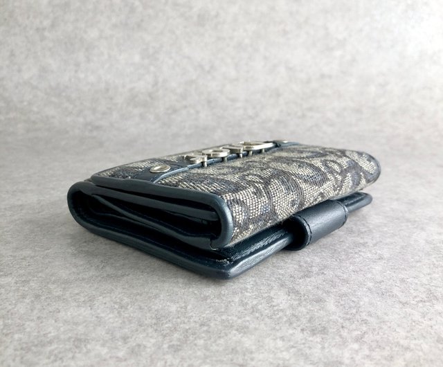 Dior ネイビー　三つ折り財布 日本直送 名牌中古包 】Christian Dior クリスチャン ディオール