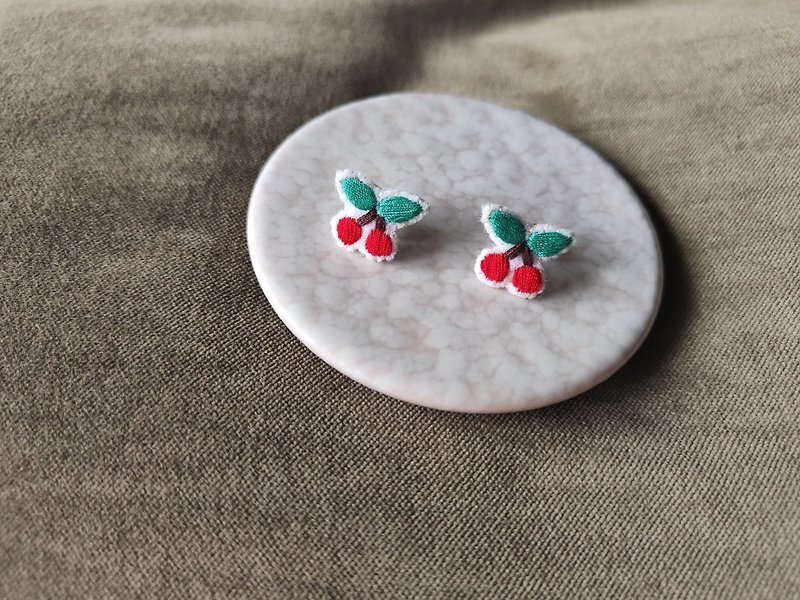 HANDMADE | cherry earrings - Earrings & Clip-ons - Thread Multicolor