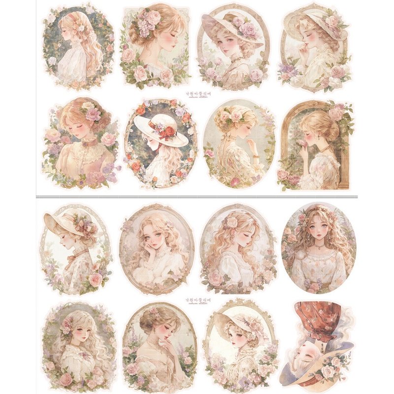 original sticker character sticker girl illustration sticker 0008 nakwon atelier - 貼紙 - 紙 