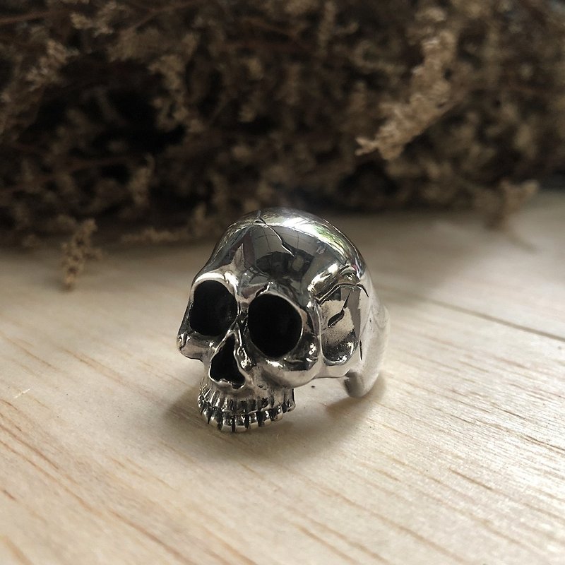 Memento Mori骷髅戒指珠宝重金属哥特式黑色摩托车手工海盗 - 戒指 - 其他金屬 銀色