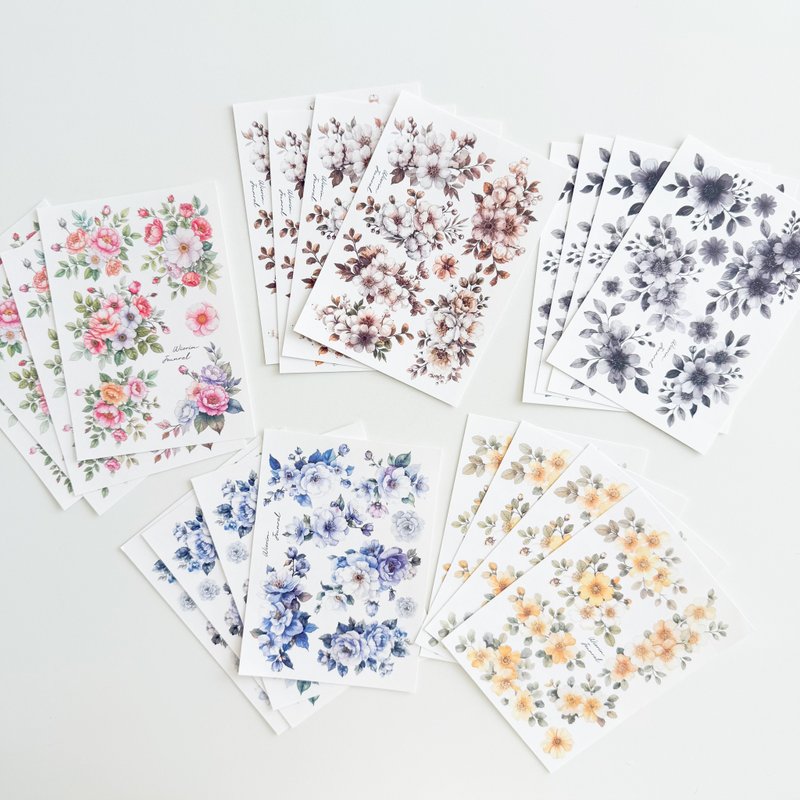 September flower paper stickers - 貼紙 - 紙 