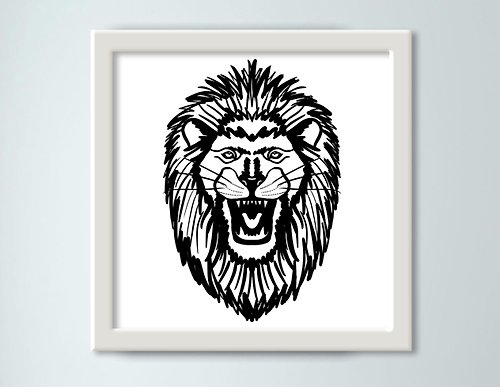 Alenaresuet Lion, Cute poster, Predator , Digital picture, Monochrome