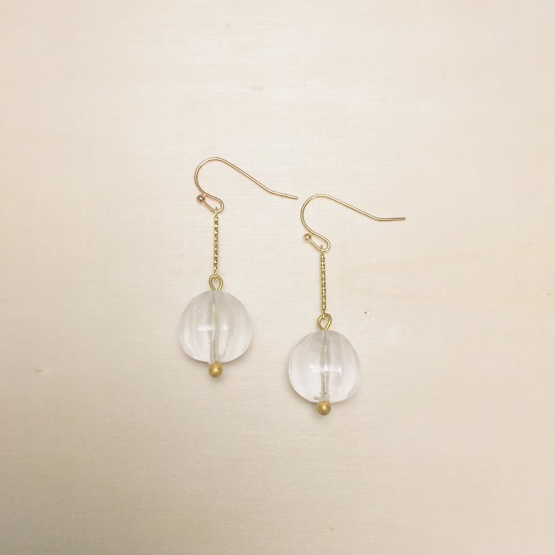 Retro transparent fine glitter fat pumpkin earrings - ต่างหู - เรซิน สีใส