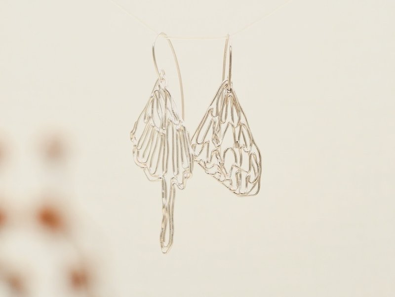 Butterfly Wings-Original handmade 925 sterling silver butterfly wing earrings - Earrings & Clip-ons - Sterling Silver Silver