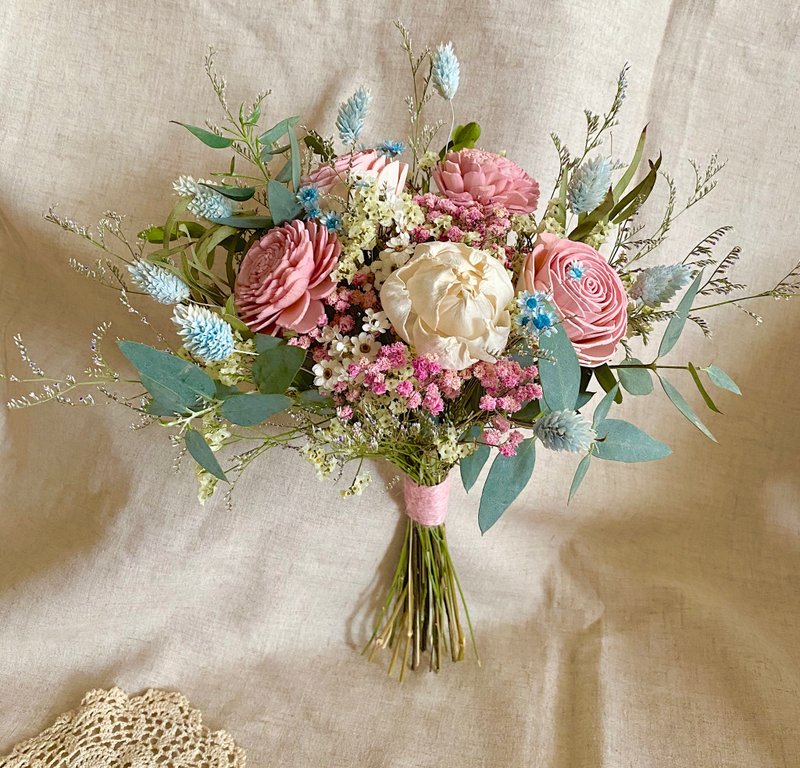 Masako 2020 春天浪漫 新娘捧花 乾燥花束 限量 - 乾燥花/永生花 - 植物．花 粉紅色