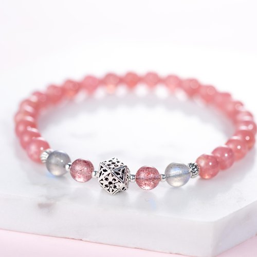Pink Laboratory 粉紅製造 紅紋石草莓晶925純銀手鍊 |拉長石天然戀愛水晶手鏈 | 客製化禮物