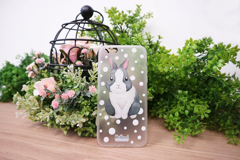 Own Design-Black and White Rabbit Phone Case R03_02 - Phone Cases - Plastic Transparent