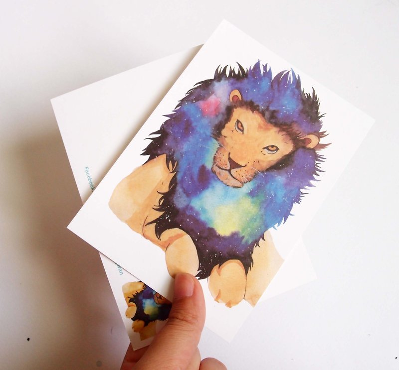 Lion star watercolor postcard - Cards & Postcards - Paper Multicolor