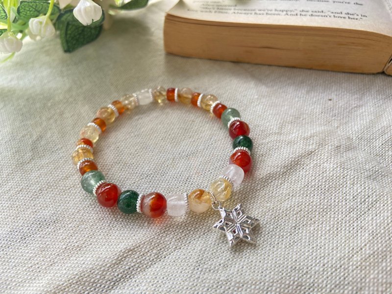 白幽靈/綠草莓/紅瑪瑙/黃塔晶 天然礦石手鍊 - 手鍊/手環 - 水晶 多色