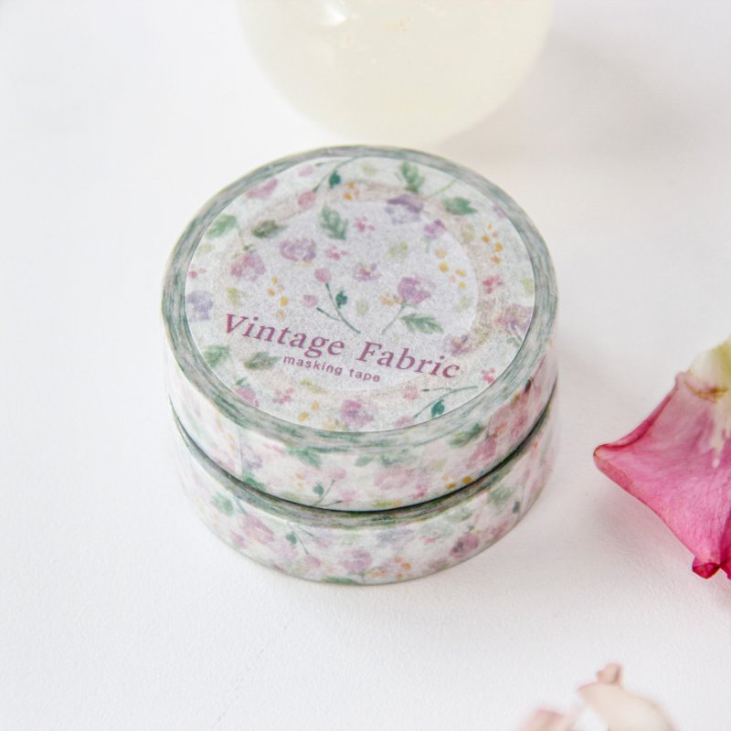 Vintage Fabric Masking Tape | Faded Flower - 紙膠帶/和紙/PET - 紙 粉紅色