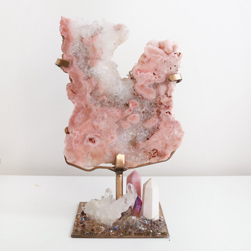粉紫晶片與水晶展示架 - 擺飾/家飾品 - 水晶 粉紅色